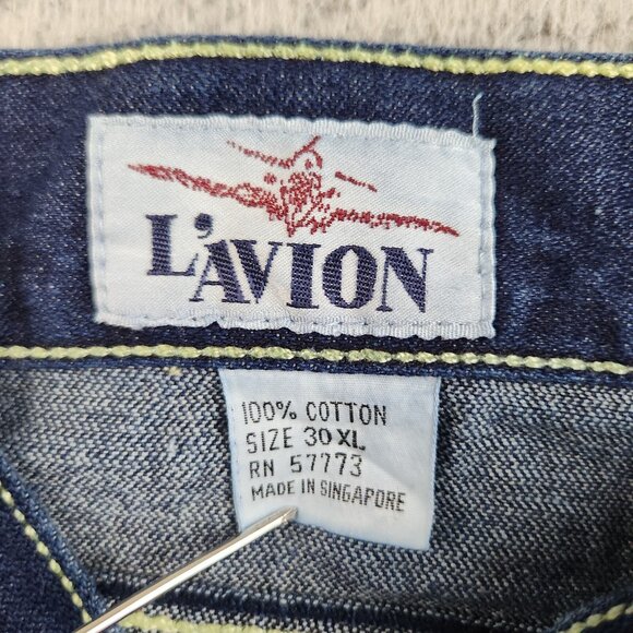 Vintage L'Avion Jeans 30 XL Bootcut Dark Wash Blue Denim Pants Western Rodeo - Picture 8 of 10